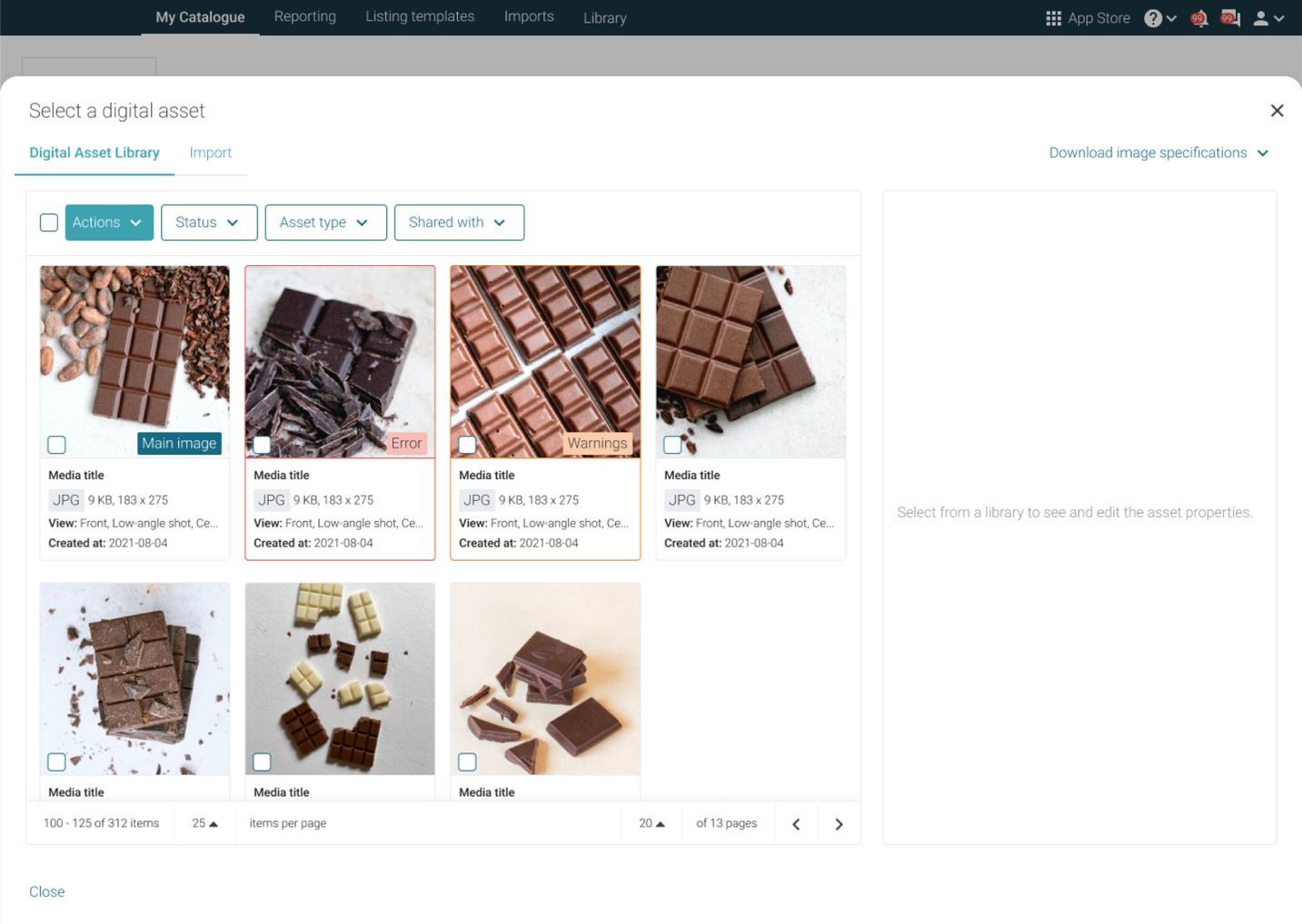 Media section redesign modal view