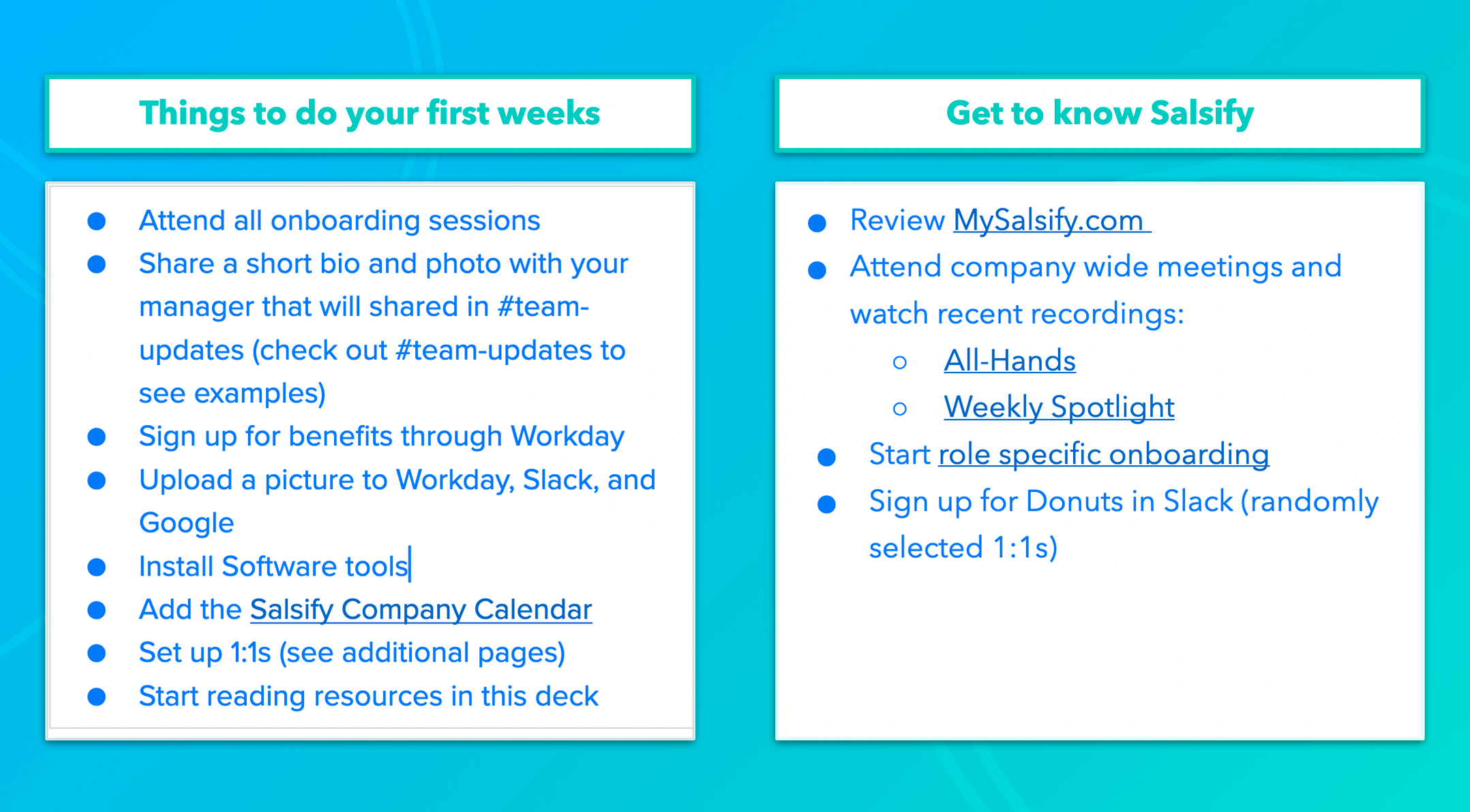 Image showing a sample of the onboarding framework